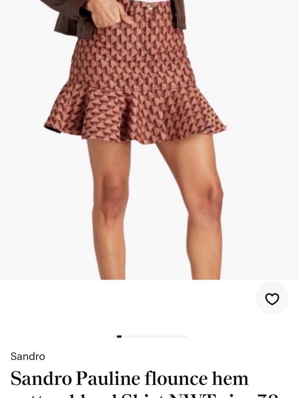 Sandro Rust Houndstooth Ruffle Mini Skirt - Picture 3 of 8